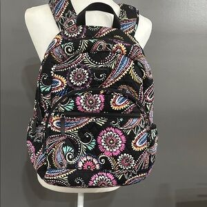 Vera Bradley Black Floral Paisley Backpack